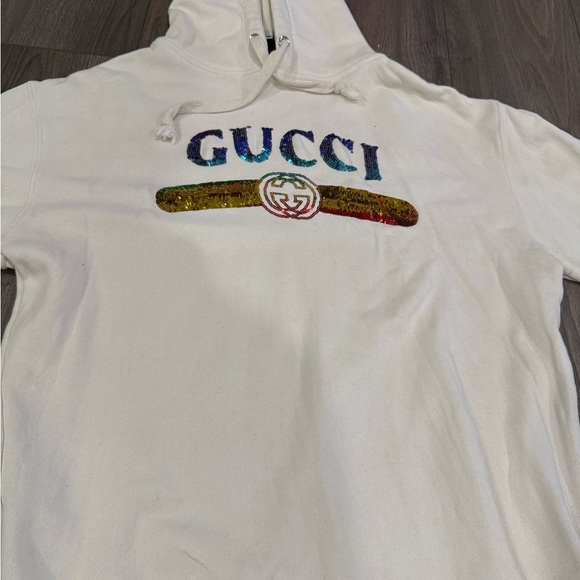Gucci Multicolor Logo Cream Hoodie - Picture 3 of 6